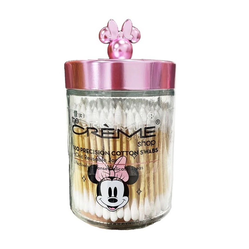 THE CREME SHOP x DISNEY MINNIE MOUSE REUSABLE GLASS JAR PRECISION COTTON SWABS